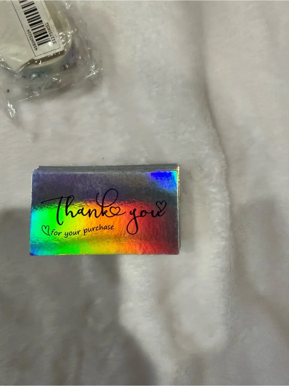 Holographic 'Thank You' Sticker Booklet with White Roll Labels